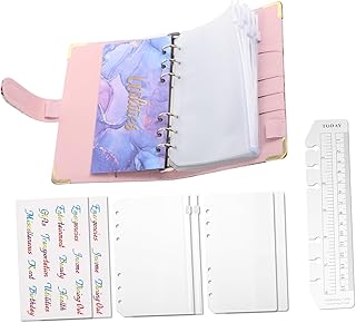 OHPHCALL 1 Conjunto De Fichário Para Caderno De Folhas Soltas Fichário De Folhas Soltas Fichário De Dinheiro E Envelopes Para Orçamento Fichário De Couro Pu Fichário De Orçamento Com