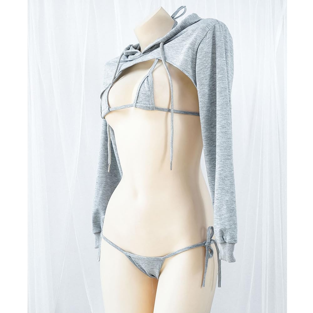 Women's sexy cosplay tight fitting anime cute jumpsuit anime Japanese cute lingerie with hat anchor performance suit: Grey
