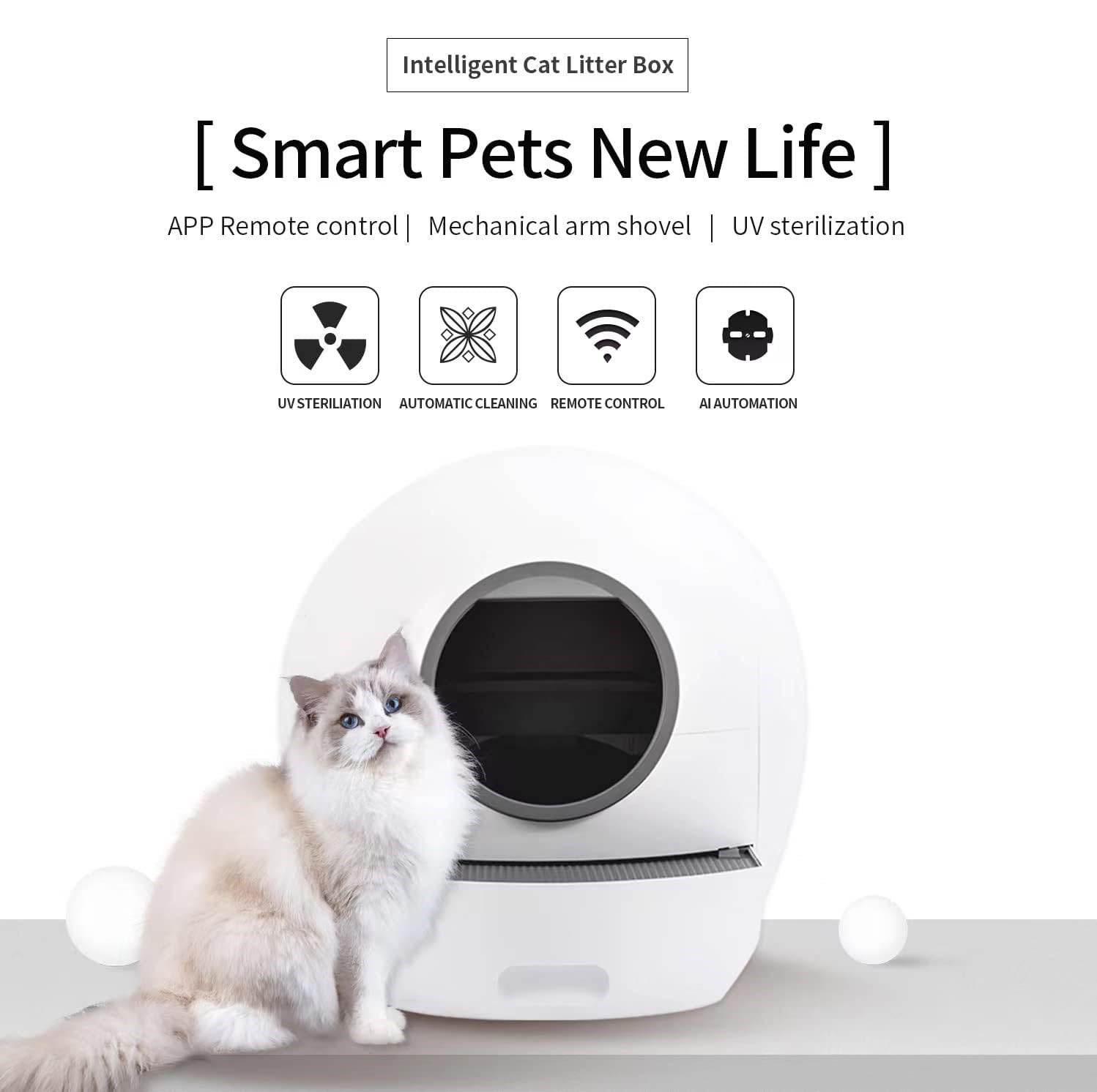 Lettiera Automatica per Gatti, con Controllo App, Monitor Intelligente/Protezione di Sicurezza, Extra Large per più Gatti, Facile da smontare e Lavare