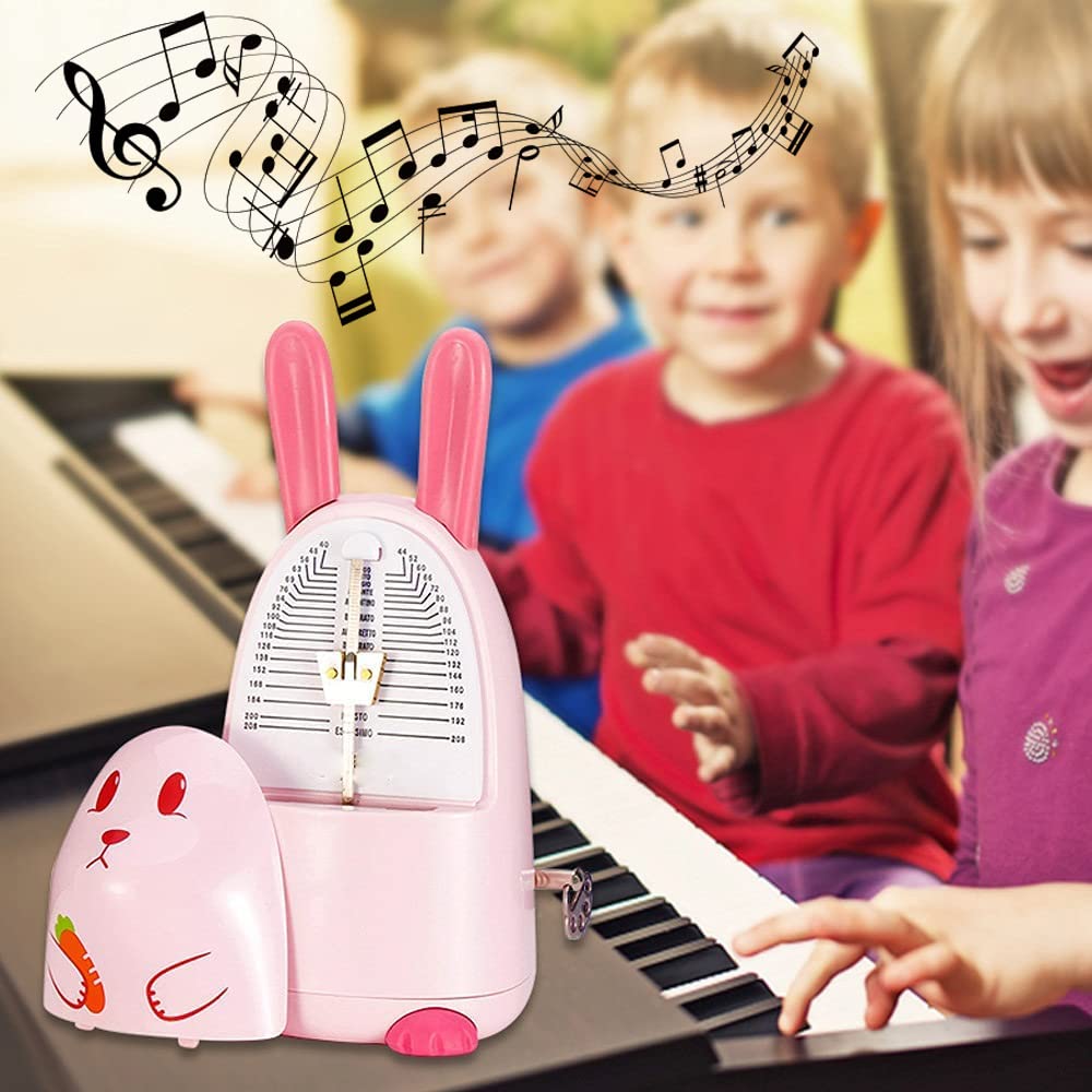 Métronome mécanique, métronome de haute précision de dessin animé, adapté à divers instruments de musique, clic audible et sonnerie, cadeaux pour enfants (Lapin)