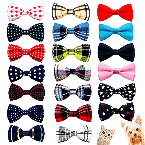 JpGdn 20pcs Dog Collar Bow Ties Puppies Cats Collar Charms Adjustable Slides for Small Medium Puppy Doggies Animals Birthday Party Festival Costume Grooming Accessories