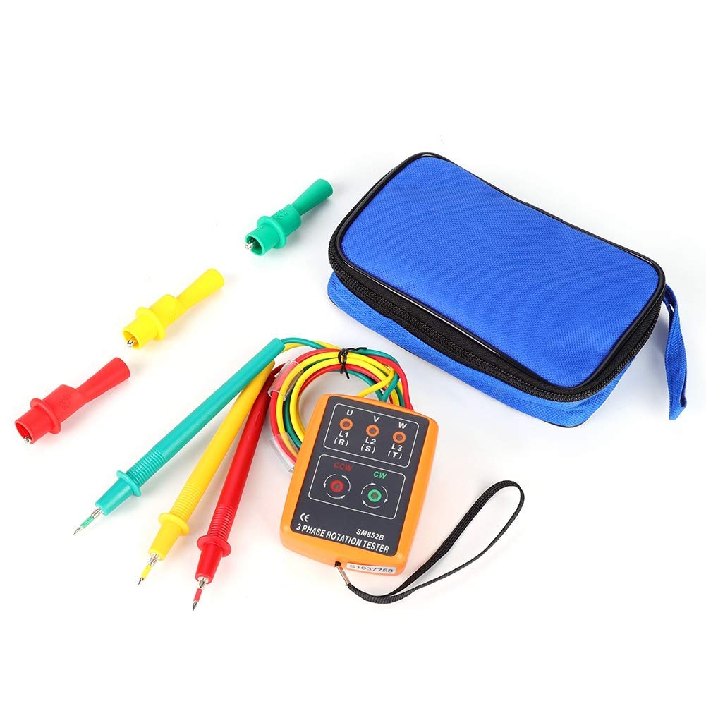 Testeur de Rotation dee Phase, SM-852B Testeur D'indicateur de Rotation D'ordre de Séquence Triphasé 60V ~ 600V CA, 20Hz-400Hz, Pour Vérifier Les Phases Ouvertes et Identifier L'état de Séque