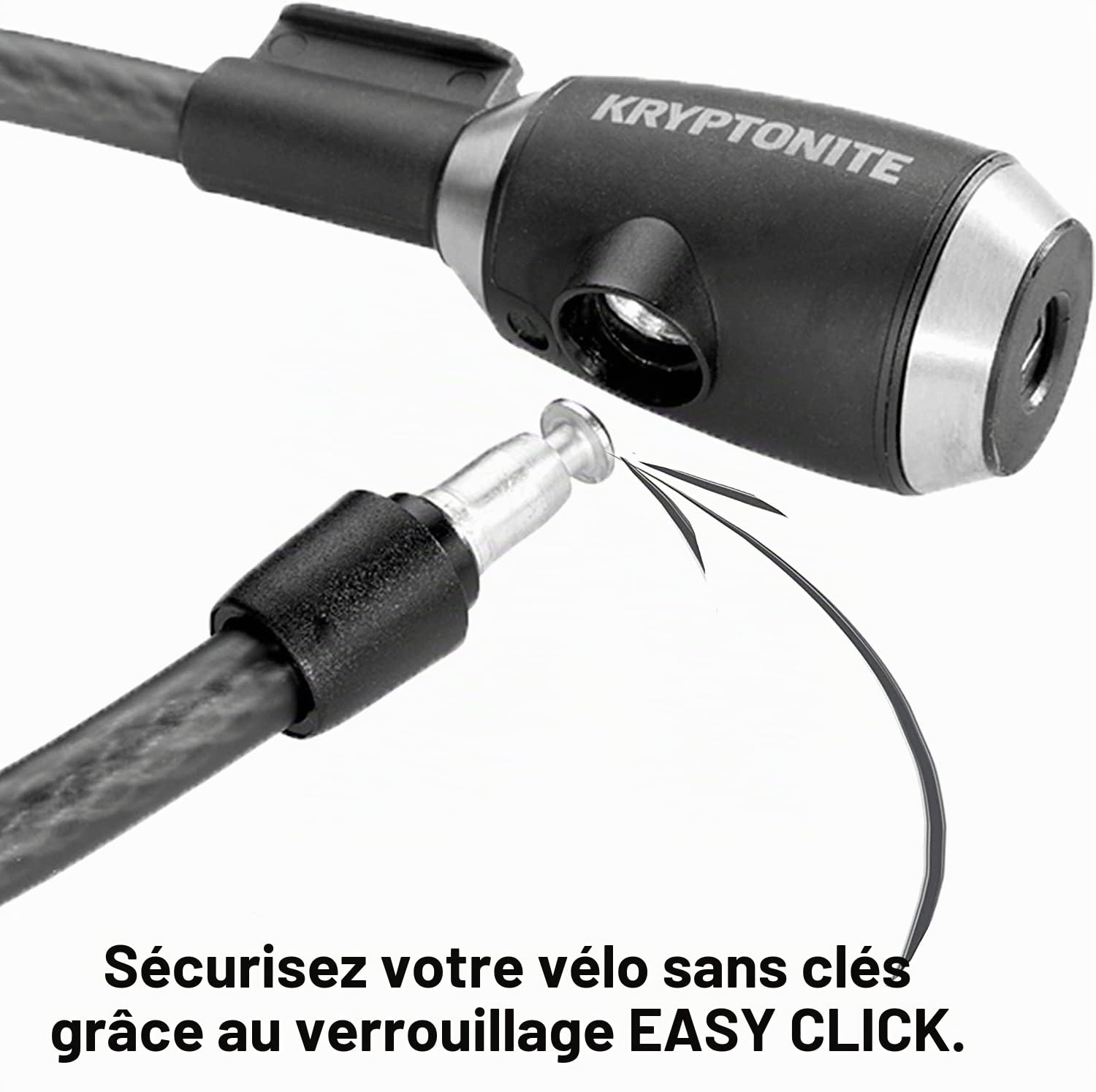 Kryptonite KryptoFlex 1518 Câble Antivol avec Clé, Niveau Sécurité 3/10 | Câble Tressé en Acier de 15 mm, Antivol Vélo avec Revêtement en Vinyle, Système Easy-Click, 1,07 kg, Longueur 180 cm