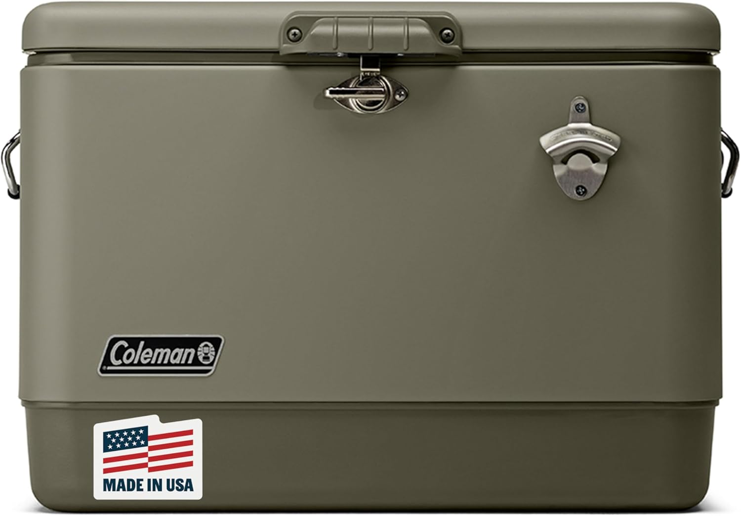 Coleman Reunion Premium Portable Cooler 54qt Steel Belted Leak-Resistant Heavy-Duty Latch Handles & Drain Built-in Bottle Opener Perfect for Camping Tailgating Beach & Picnic