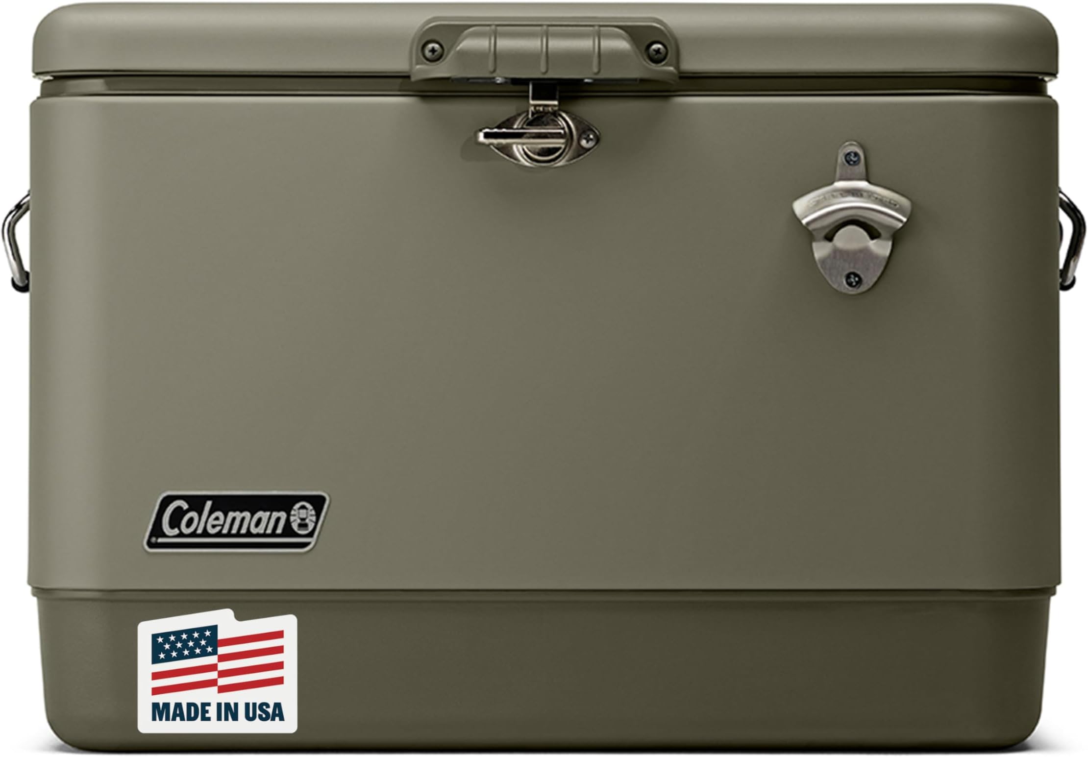 Coleman Reunion Premium Insulated Portable Cooler, Leak-Resistant 54qt Steel Belted Cooler with Heavy-Duty Latch, Handles, Drain & Bottle Opener, Great for Camping, Tailgating, Beach, Picnic, & More