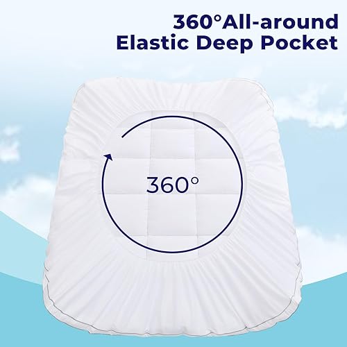 Miniatura 8 de OLANLY Cubrecolchón de espuma viscoelástica de doble capa de 4 pulgadas para dolor de espalda, funda de colchón refrescante de 2 pulgadas y