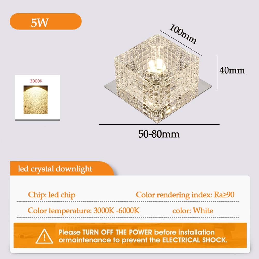 Confezione da 11 Faretti LED Quadrati in Cristallo Kit di Finitura per Alloggiamento di Illuminazione A Incasso LED da 3,9 Pollici Plafoniera A Incasso LED con Apertura da 5-8 Cm