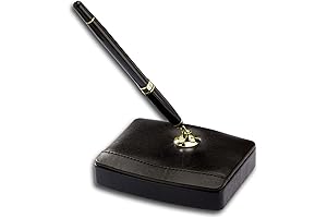 Premier Black Leather Single Pen Stand for Desk Organization