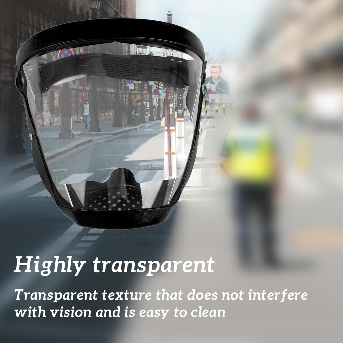 Bojueshaw Anti-Fog Full Face Shield with Adjustable Strap,Reusable HD Clear Protective Visor for Adults,Universal Face Mask for Work,Outdoor & Daily Use(Black) - Image 4