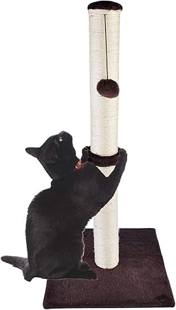 86cm Tall Cat Scratching Post - Sisal Rope & Plush, Stable Base With Toy Ball, For Large Cats, Multiple Colors