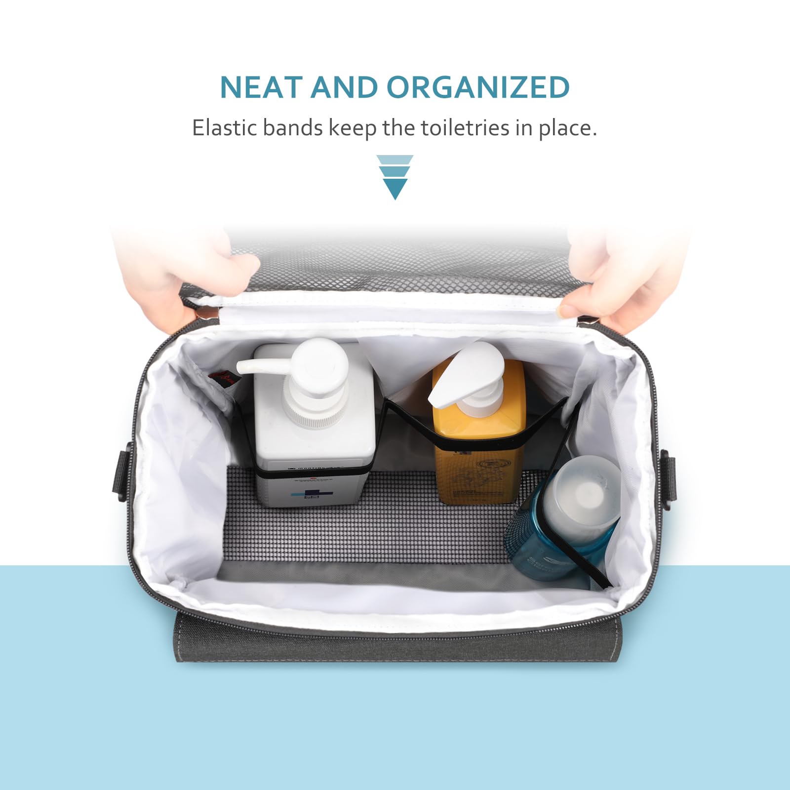 Bolsa de ducha grande y portátil para dormitorio universitario, gimnasio, natación, camping, viajes, organizador de ducha colgante de malla de secado rápido con compartimentos húmedos y