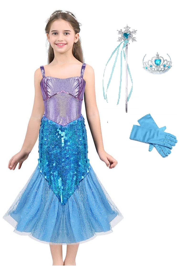 Fdf Mermaid With Accessories + Gloves (Select Age In Dropdown) Kid Cosplay Tail Dress Costume Vest Top 2 To 4 Years-Blue, Synthetic (B09JCF3M69) Amazon Price History, Amazon Price Tracker