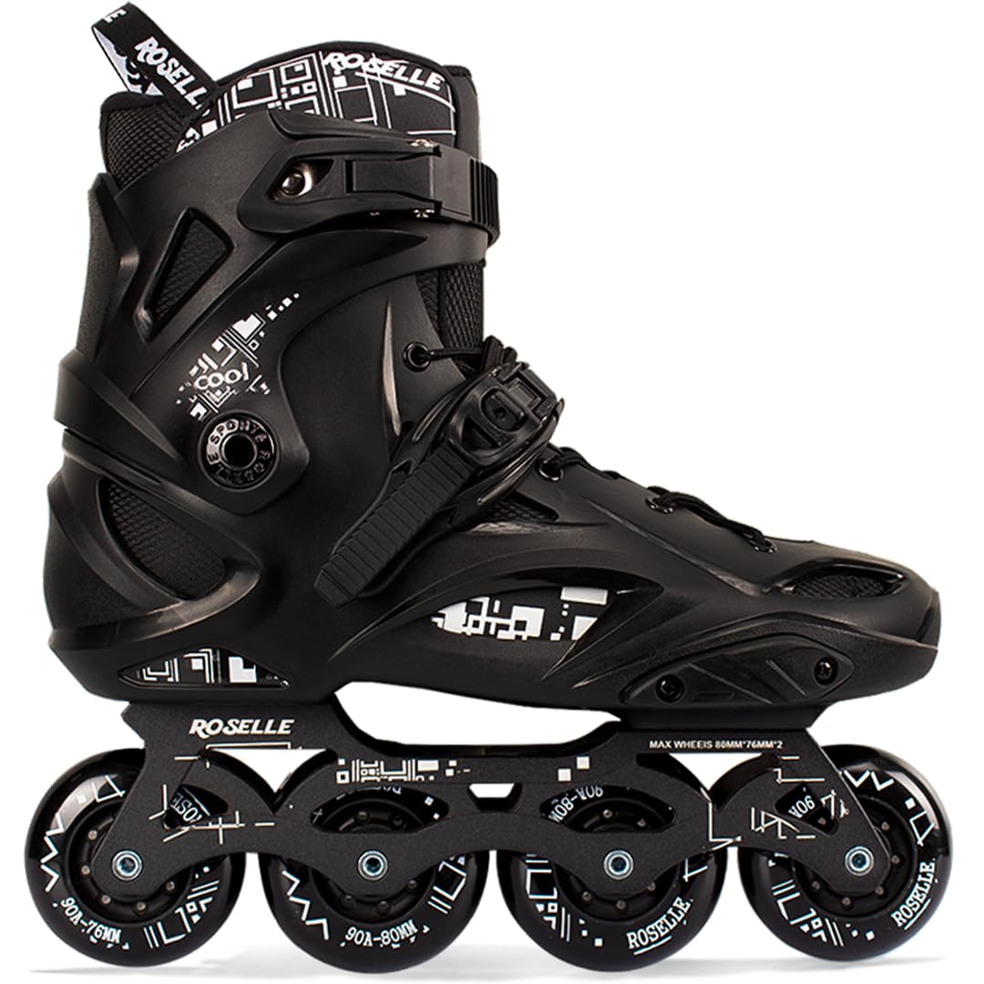 PRO Inline Skates Shoes full Black,Single Row no break Roller Skates Shoes for Men,Women,Youth, Best premium Quality