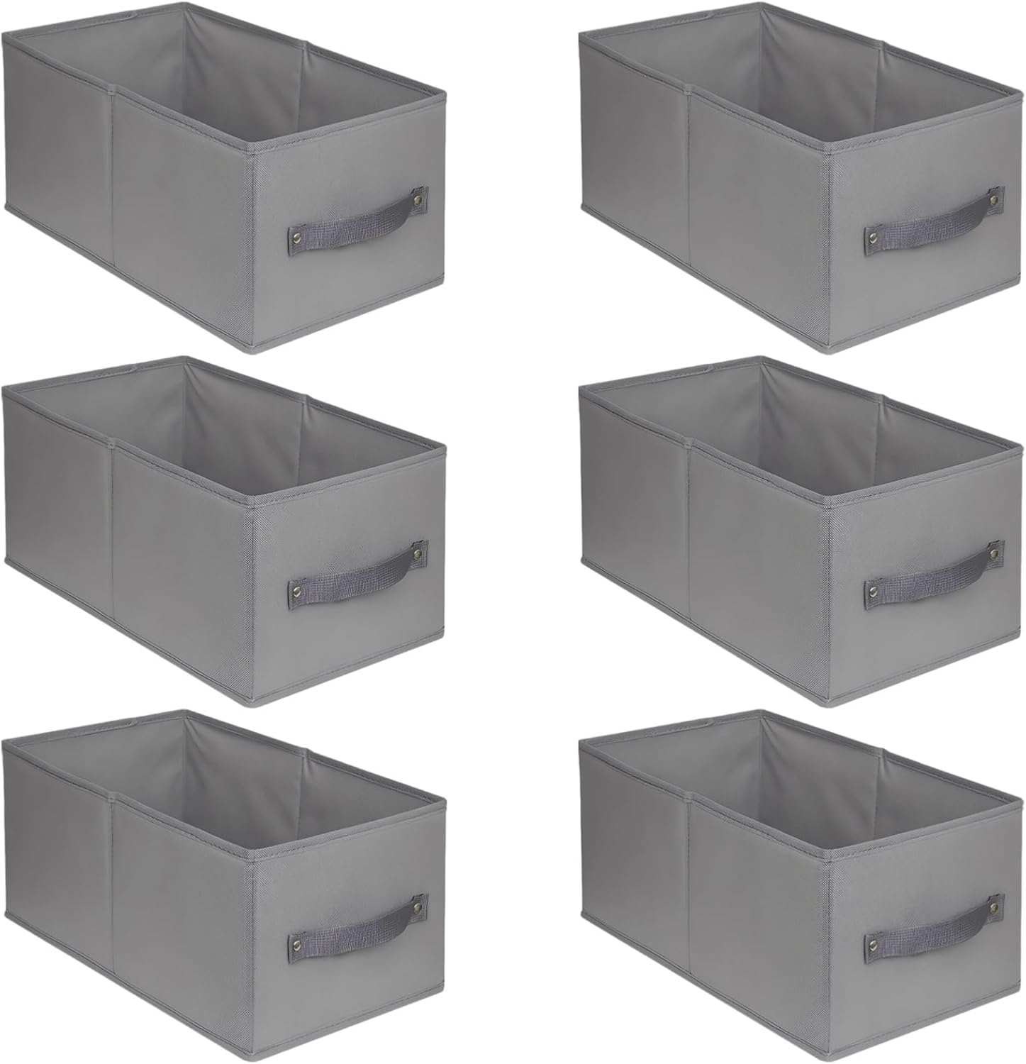 Starry Gray Clothes Storage Box, 6 Pcs 14.2 X 9.8 X 7.9 in Closet Organizer, Foldable Fabric Bins with Pp Bottom Panel and Rivet Handles