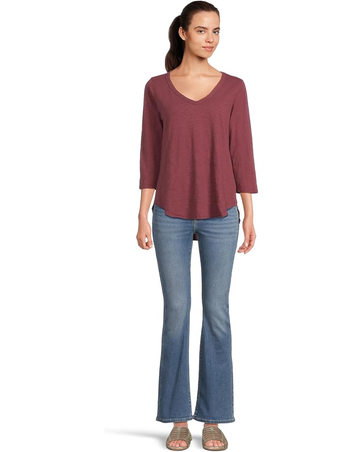 Mod-o-doc 3/4 Sleeve V-Neck Tee with Curved Hem - #5 of 5