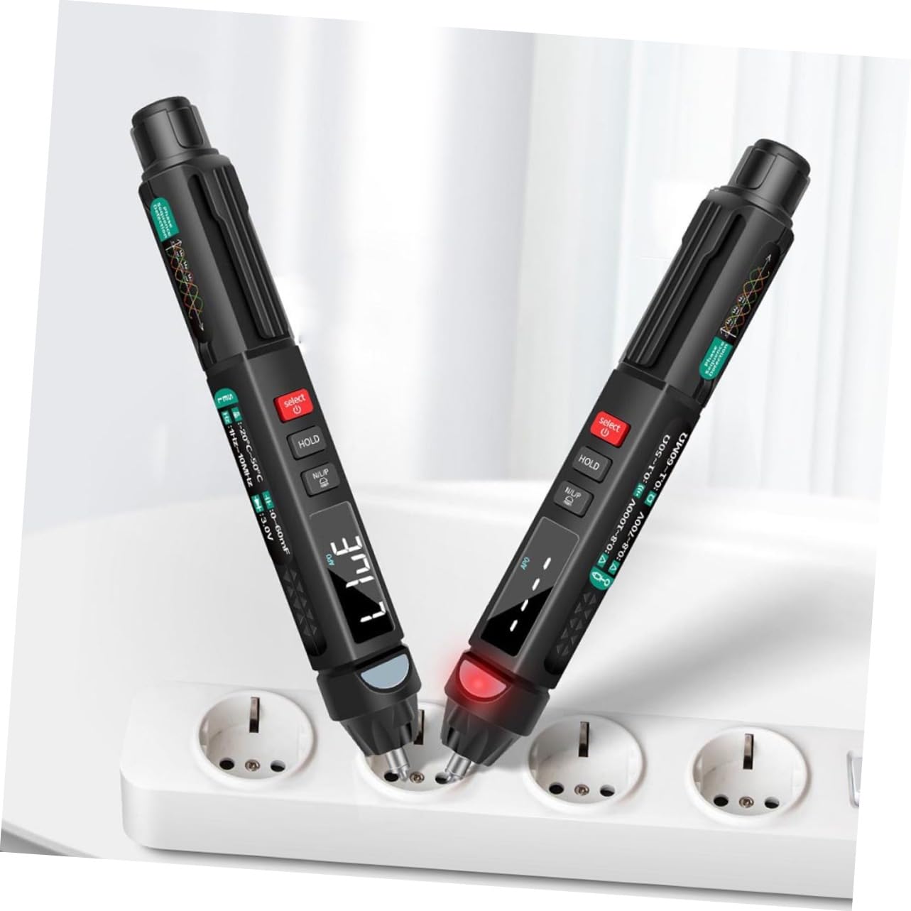 Tester Elettrico Intelligente A3008 con Display a Colori e Rilevazione Ncv | Portatile, Selezione Automatica della Sensibilità, Nero Abs, Batteria a Bottone Inclusa