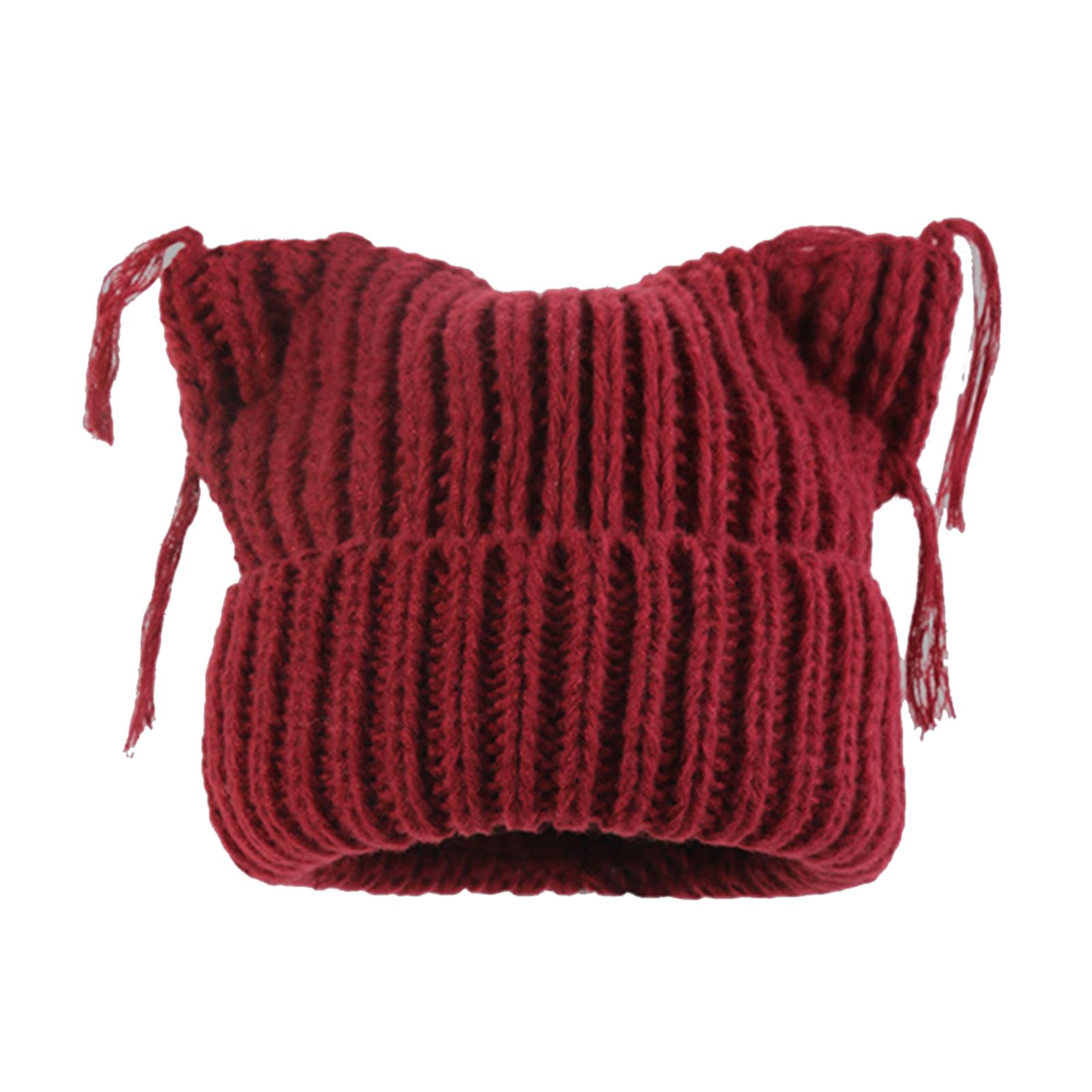 Ubxvamm Lovely Cats Ear Tassels Hat Winter Warm Autumn Hat Adjustable Women's Hat for Women and Teens