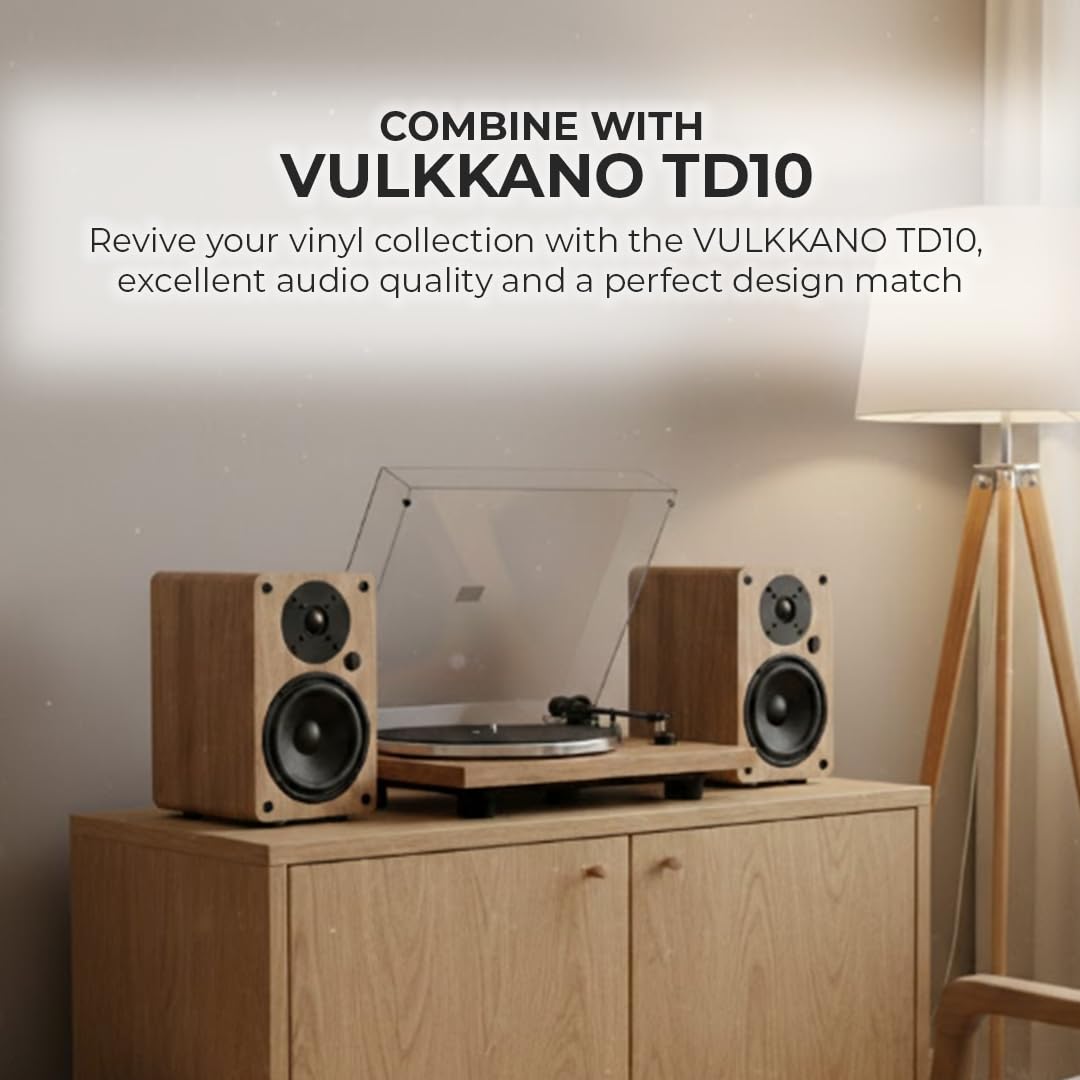 VULKKANO A5 ARC Altavoces Autoamplificados con Woofer de 5.25", Bluetooth 5.0, HDMI ARC, Optica, RCA, USB, con Salida Subwoofer, Altavoces para la TV con Diseño Elegante, Color Marron