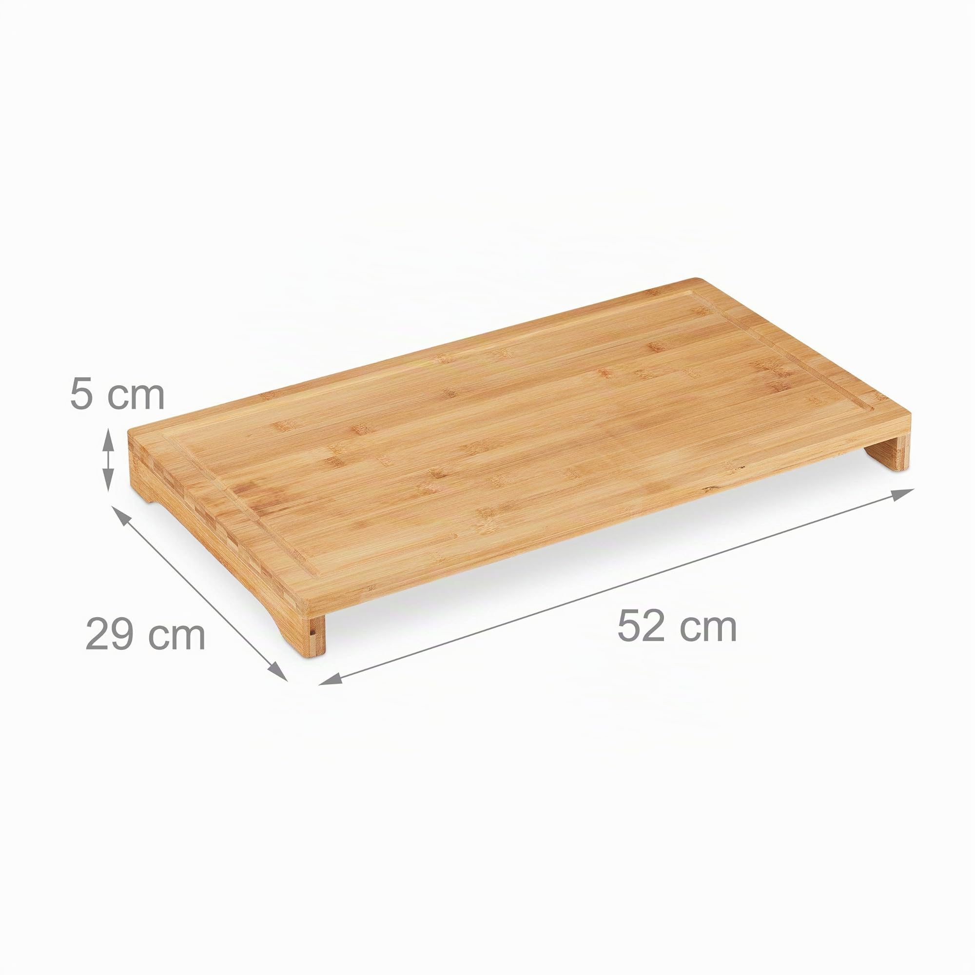 Relaxdays Tabla de Cortar de Bambú, Set 2, Tableros Carnes, Antideslizante, Madera de Cocina XXL, 5x52x29cm, Natural