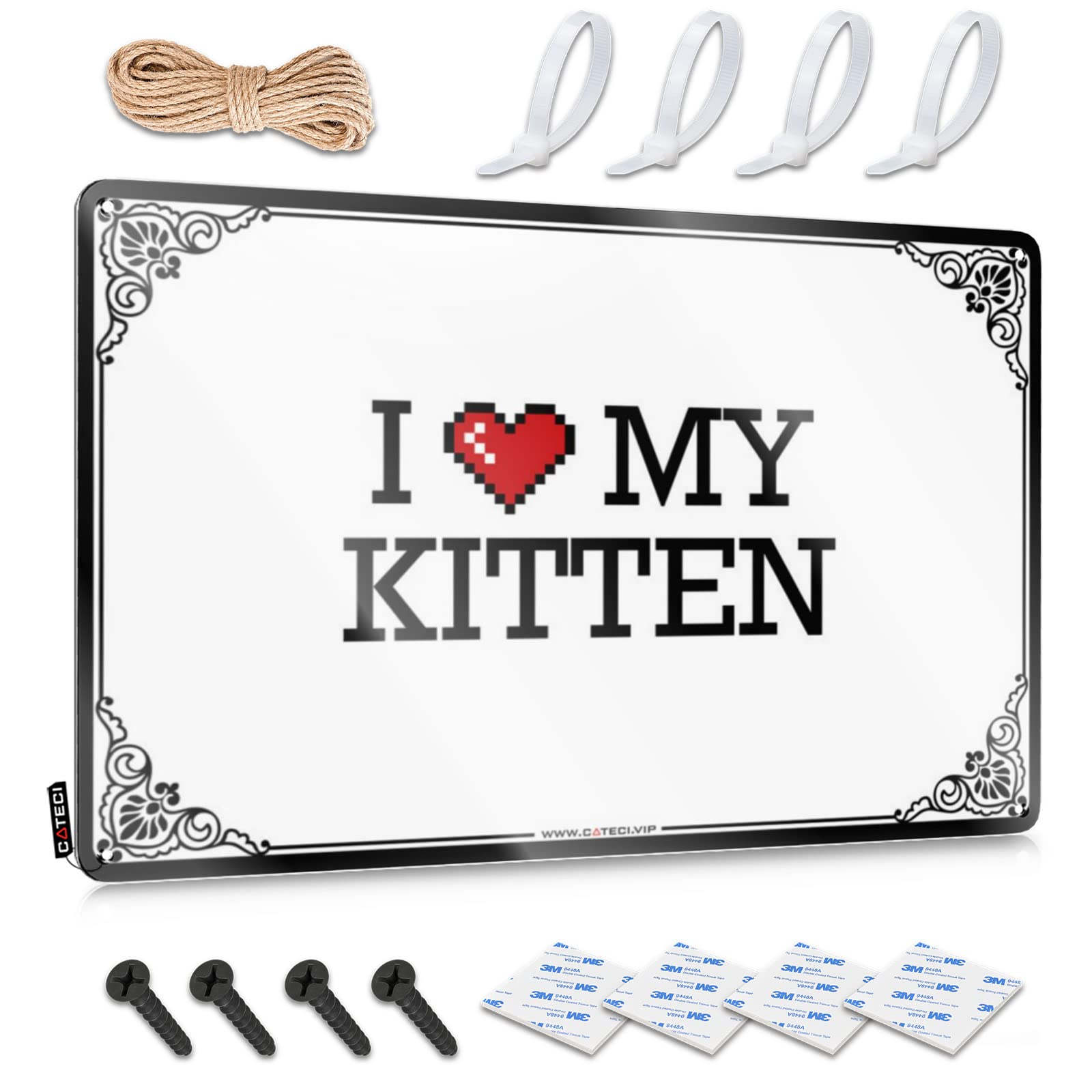 Girly Tin Wall Decor Fun | I Love My Kitten Boho House Decoration(20X30CM)