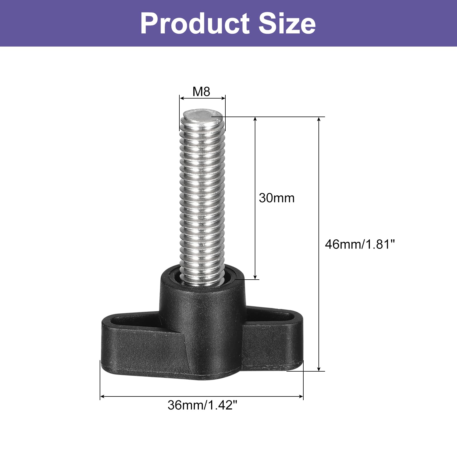 QUARKZMAN 2 sztuk śruba śrubowa, M8 x 30mm stal nierdzewna 304 w kształcie litery T do szybkiego wymiany pokrętła do ręcznego dokręcania