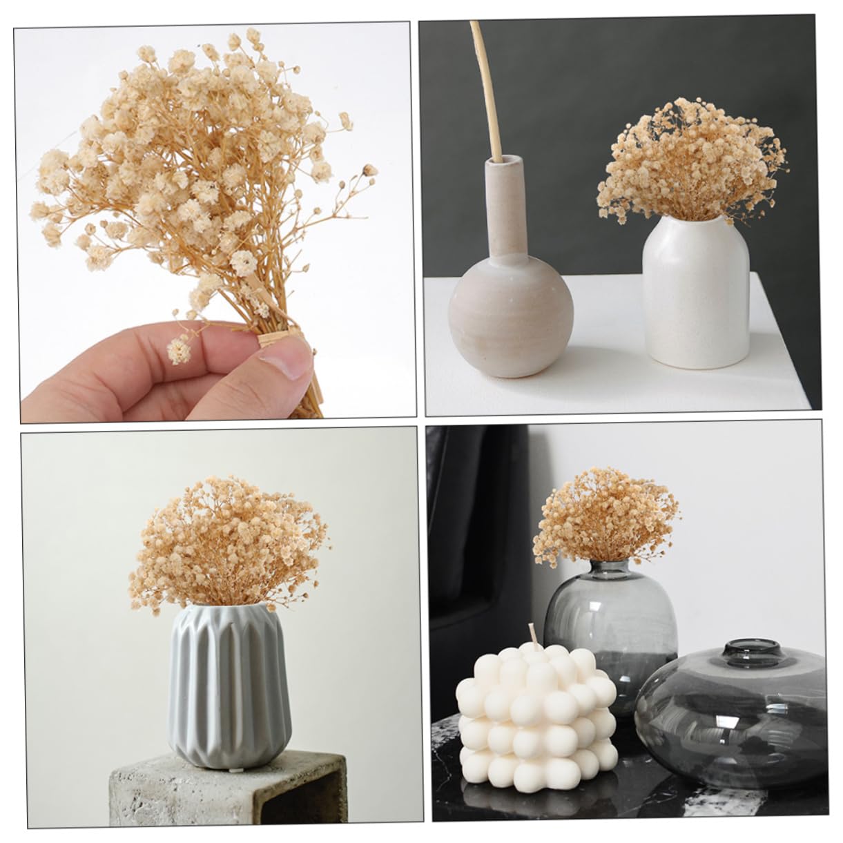 Gatuida Lot De 2 Petits Bouquets De Gypsophiles pour Bébés Sachets De Quenouilles Pétales De Rose Séchés Fleurs Séchées Fleurs Jaunes Séchées Bouquet Séché Tiges Séchées Décoration