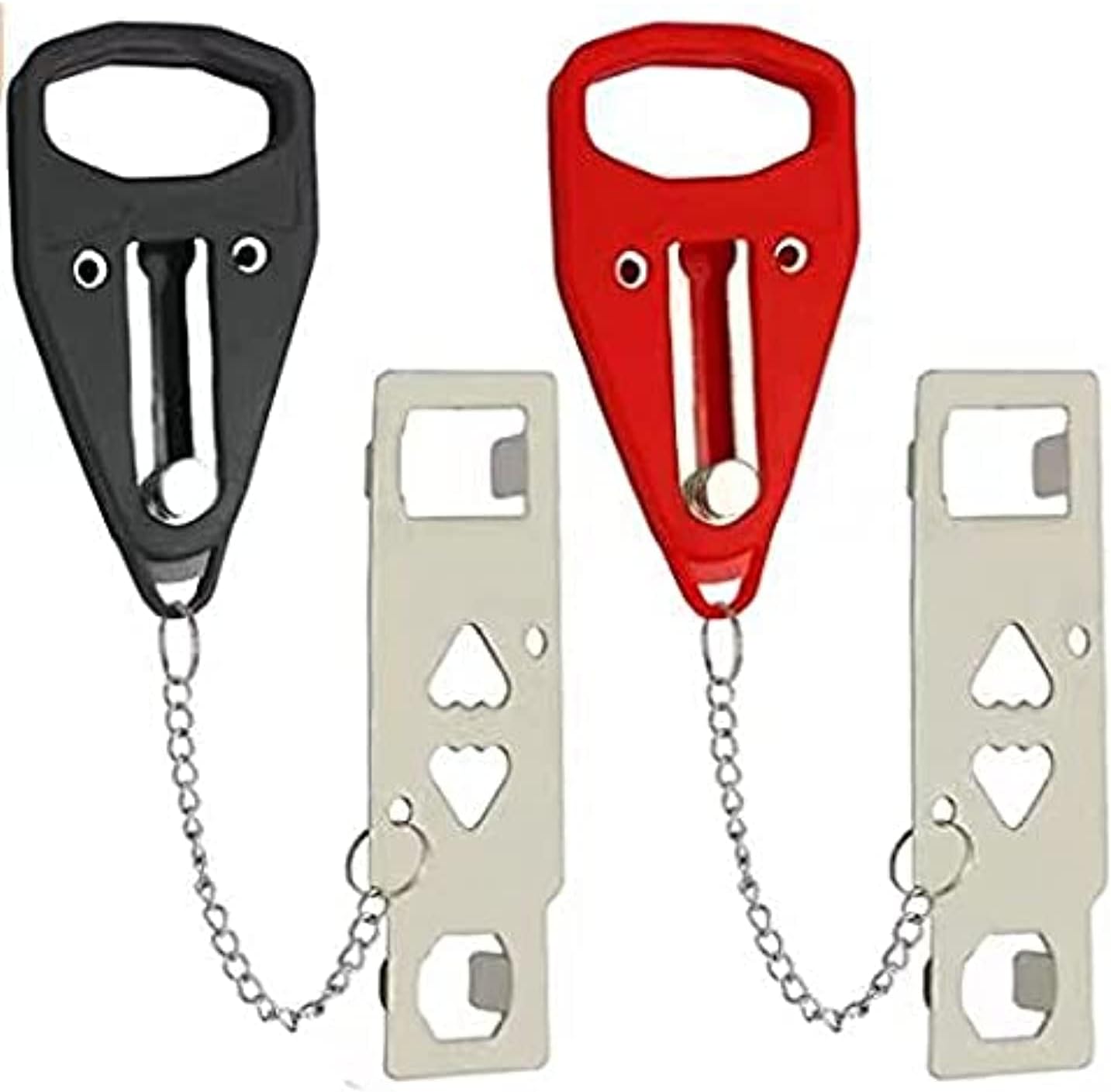 CoolchicCoolchic 2 pcs Portable Door Lock Home Security Door Locker Travel Lockdown Door Locker,Perfect for Traveling Hotel Apartment College Dormitory Safety(1x Red 1 x Black)