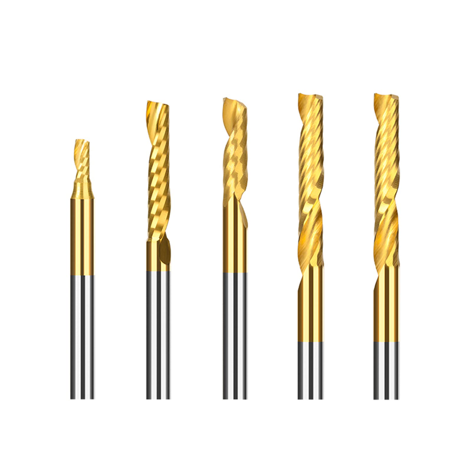 10 Stück Spiralfräser 1/8 Mm Schaft Single Flute Spiral Hartmetall Schaftfräser TiN-beschichtet CNC Gravur Bit Fräser,3,175 X 2 X 22 Mm