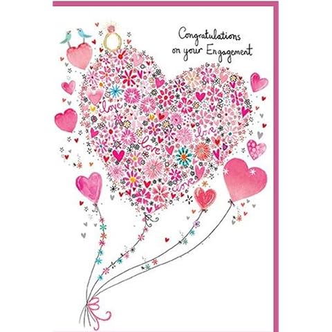 Paper Rose Floral Heart Engagement Card Cover