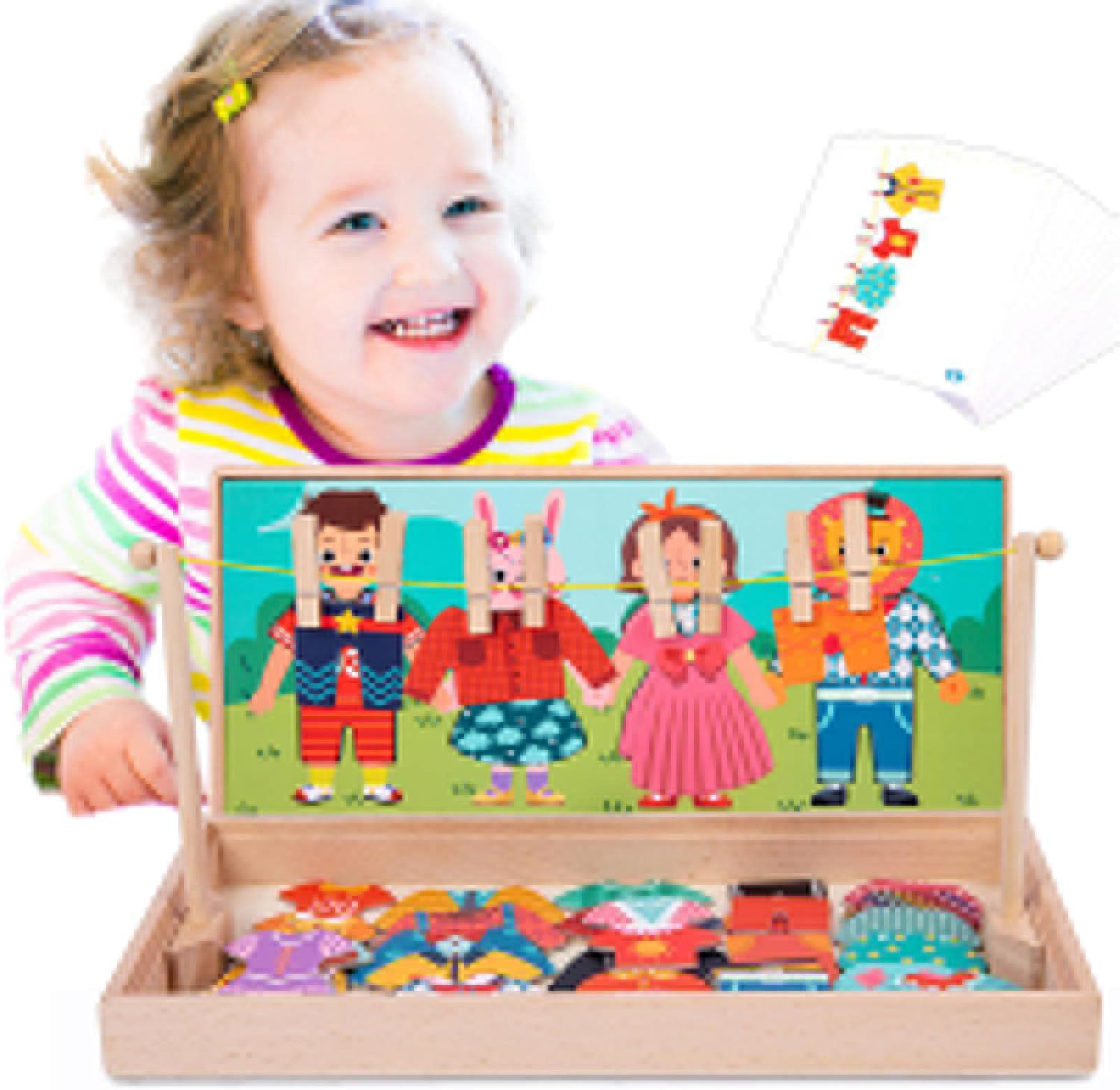 BUFU Wood Dress Up Toys, Cartoon Dress Changing Puzzle, 2 In 1 Dress Up Puzzle Educational Toys
