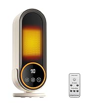Journeyside Riscaldatore PTC 1200W, Termoventilatore Ceramica, Stufetta Elettrica con 2 Impostazioni Temp,Timer da 30, 60, 90Mins,Protezione da Ribaltamento, Riscaldatore Energetico per Ufficio e Camera