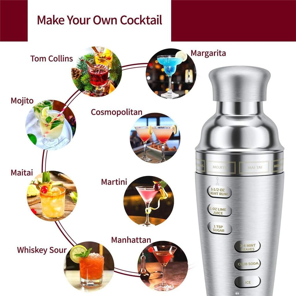 Stainless Steel Cocktail Bar Shaker Set 17 Piece Bar Home Mixing Tools