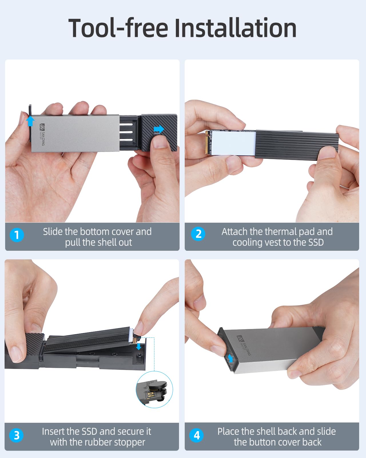M.2 NVMe Alloggiamento SSD M.2 con trasmissione da 10 Gbps | adattatore per alloggiamento SSD NVME USB 3.2 per 2230 2242 2260 2280 M.2 PCIe NVMe M-Key & M+B Key SSD(Digitare da C ad A)