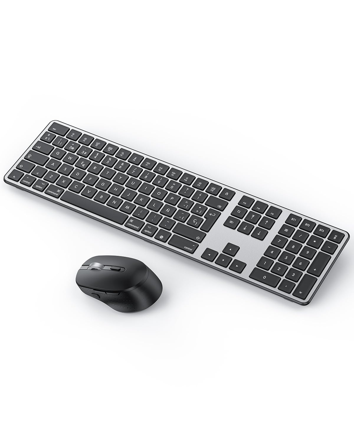 OMOTON inalámbrico Bluetooth Teclado y ratón para Mac (MacBook Air/MacBook Pro/iMac/iMac Pro),Teclado y ratón USB Recargables para Mac OS, con 3 Canales Bluetooth, Escritura silenciosa, Gris
