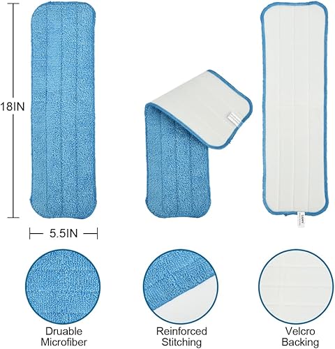 Miniatura 2 de Layers Almohadillas de repuesto de microfibra de 18 pulgadas, repuestos de cabezales de trapeador reutilizables para la mayoría de trapeadores de