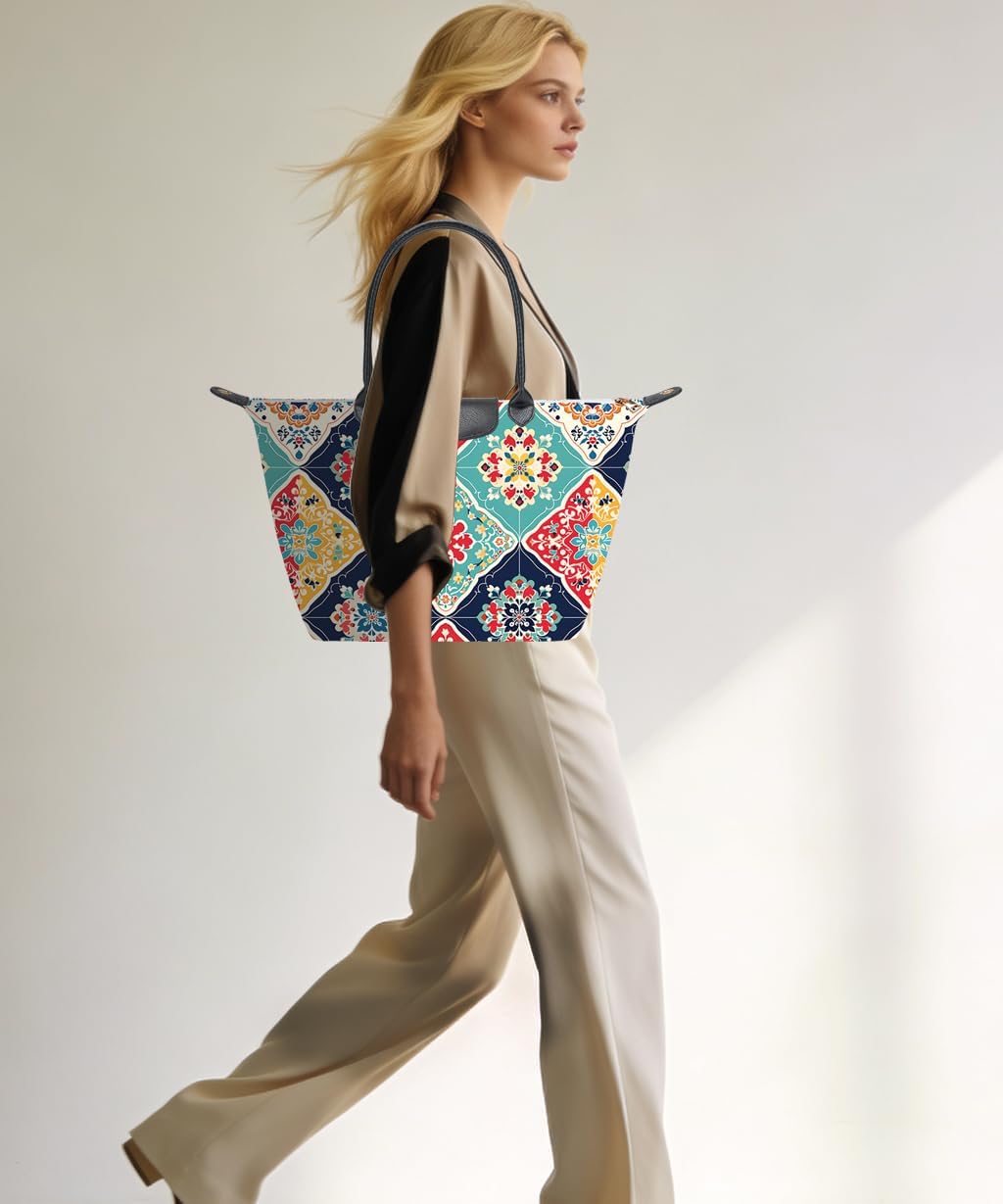 Medium Foldable Tote Bag with Zipper for Women, Fashion Canvas Bag - Image 2