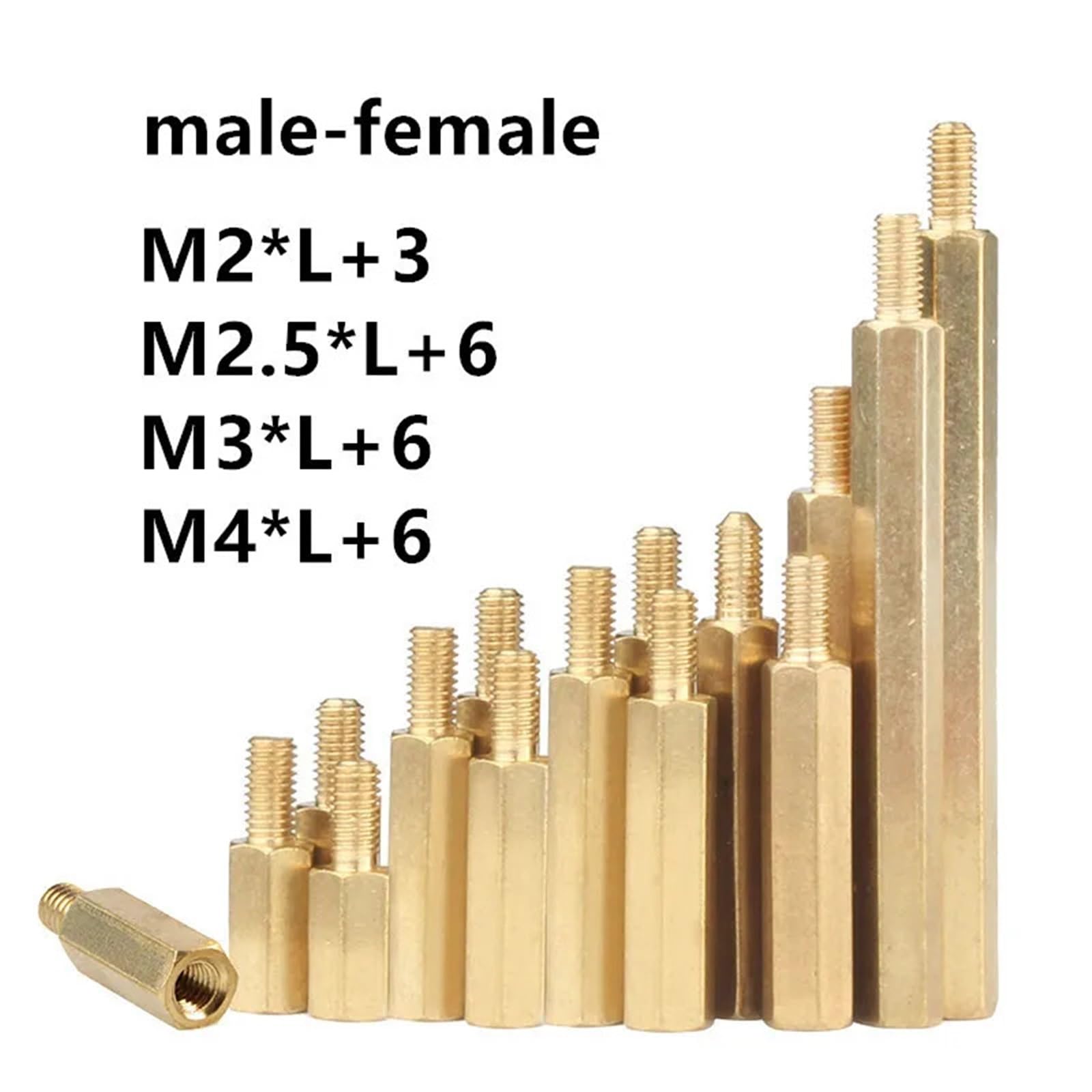 Sechskant Messing männlich weiblich Abstandshalter Board Rack Bolzen Sechskantgewinde Säule PCB Säule Motherboard Abstandsbolzen Schrauben(50mm)