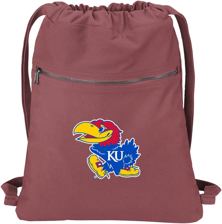 Broad Bay University of Kansas Drawstring Backpack RICH COTTON KU Jayhawks Cinch Bag (Black)
