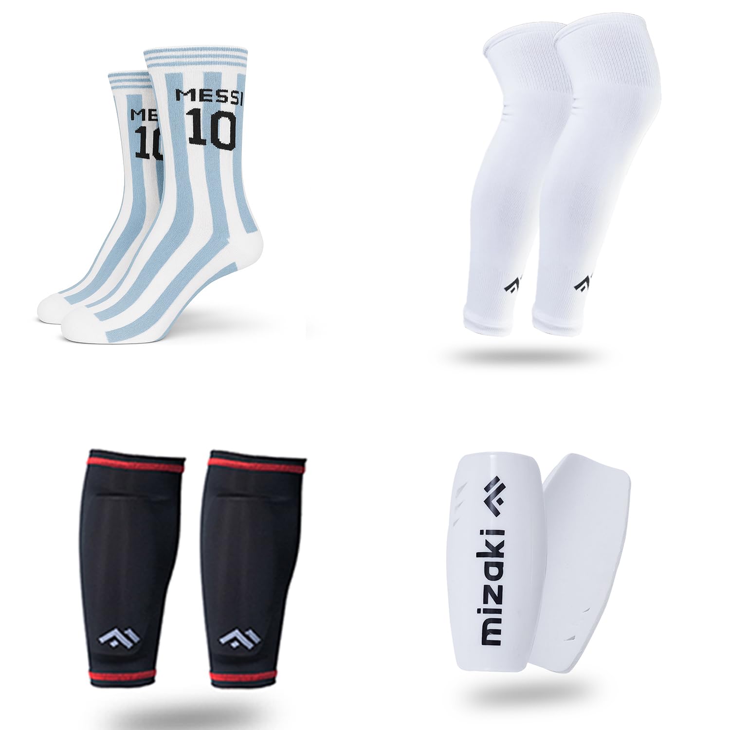 Mizaki Legender Football Sock, Leg Sleev, Shingurd and Shingurd Supporter Combo Pack for Men&Women, All-in-One Football Accessories Pack, (Messi - 10)-picture-10