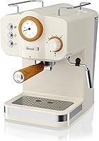 Vista 1 de Salton Swan - Máquina de café espresso nórdico con espumador de leche, tanque de 1.2 L, algodón mate blanco