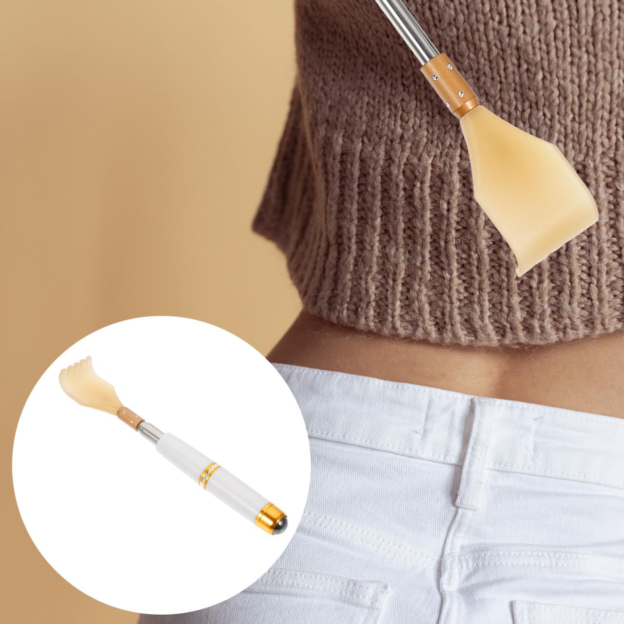 Extendable Back Scratcher with Smooth Finger-Like Edges Portable Handheld Massager Stick for Head Shoulder Knee and Foot Relief Health Care Tool 7.7 Inches - Image 4