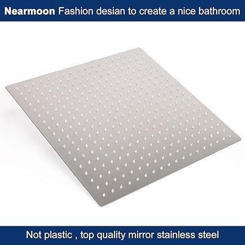 Miniatura 3 de NearMoon - Cabezal de ducha de lluvia con brazo de regadera, ducha cuadrada de montaje en techo, cabezal de ducha de lluvia de acero inoxidable para