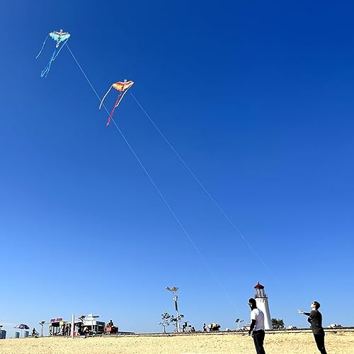 Miniatura 6 de Cometa de dragón para niños y adultos, fácil de volar, la mejor cometa de playa Delta, cuerda de cometa de 300 pies