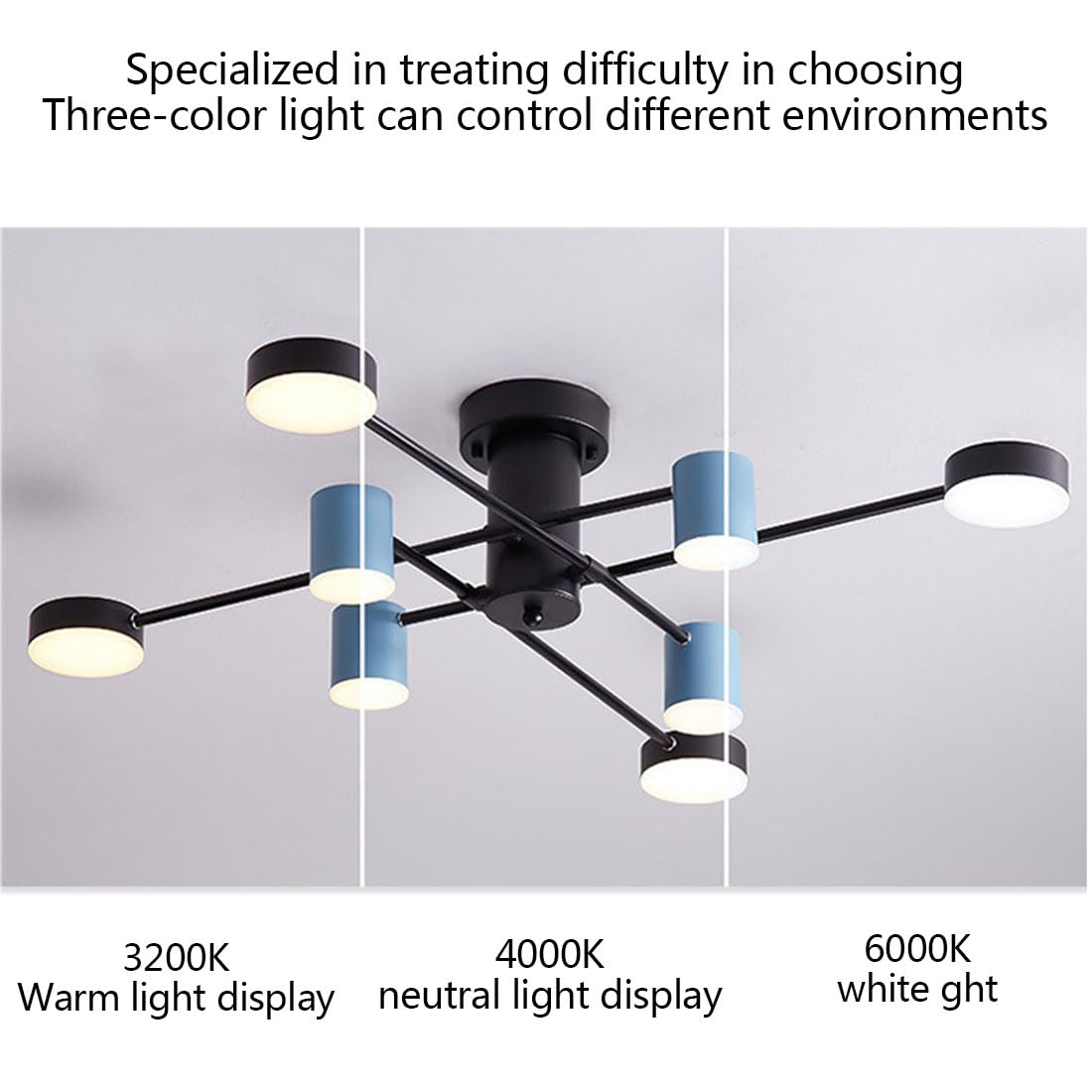 Nordic LED obrotowy żyrandol, nowoczesne światło luksusowe żelazo kreatywny makaronik prosty jadalnia, oświetlenie salonu, złoty, 6 głowic