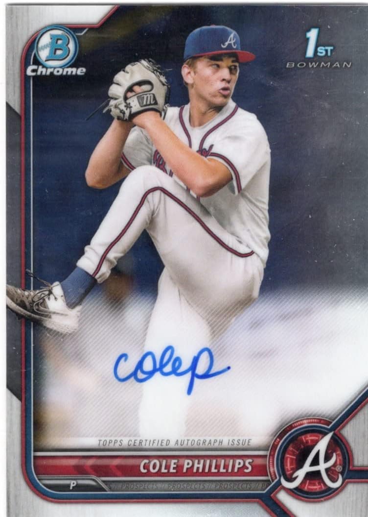 Cole Phillips Autographed 1st Bowman Chrome Prospects Autograph Collectible Baseball Card - 2022 Bowman Chrome Baseball Card #CPA-CPS (Braves)