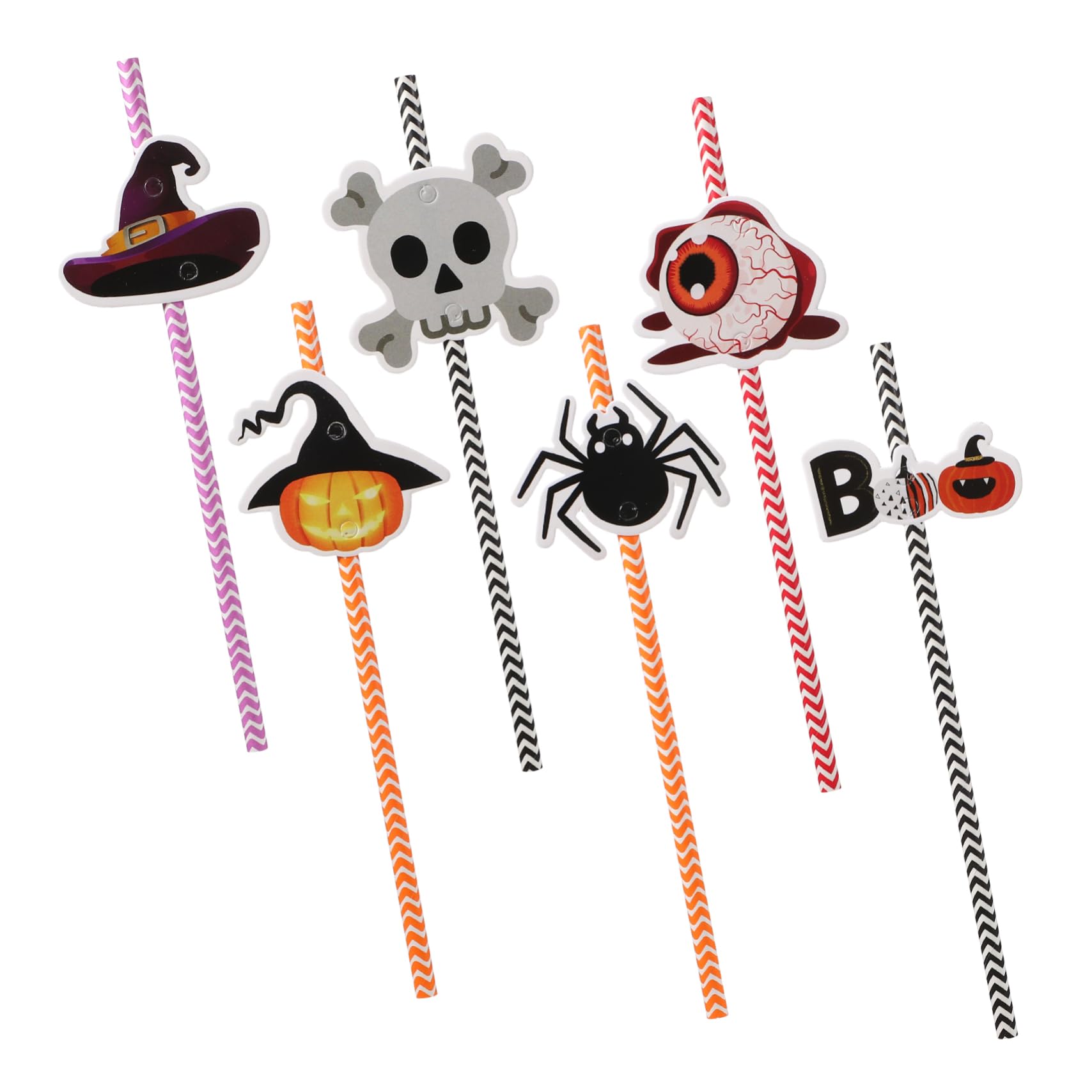 Gatuida 6 confezioni Pacchetti Cannucce per Halloween con Decorazioni Teschio Occhio Cappello da Strega Cannucce Festa Colorate per Bevande Creative e Sicure