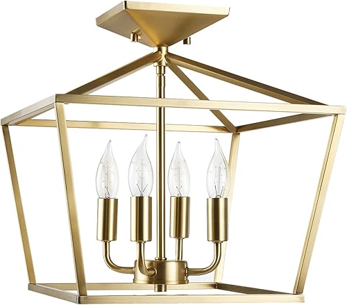 Miniatura 14 de Globe Electric 66000073 Lámpara de techo con brazo ajustable de montaje semiempotrado de 4 luces, latón mate, brazos giratorios, accesorios de