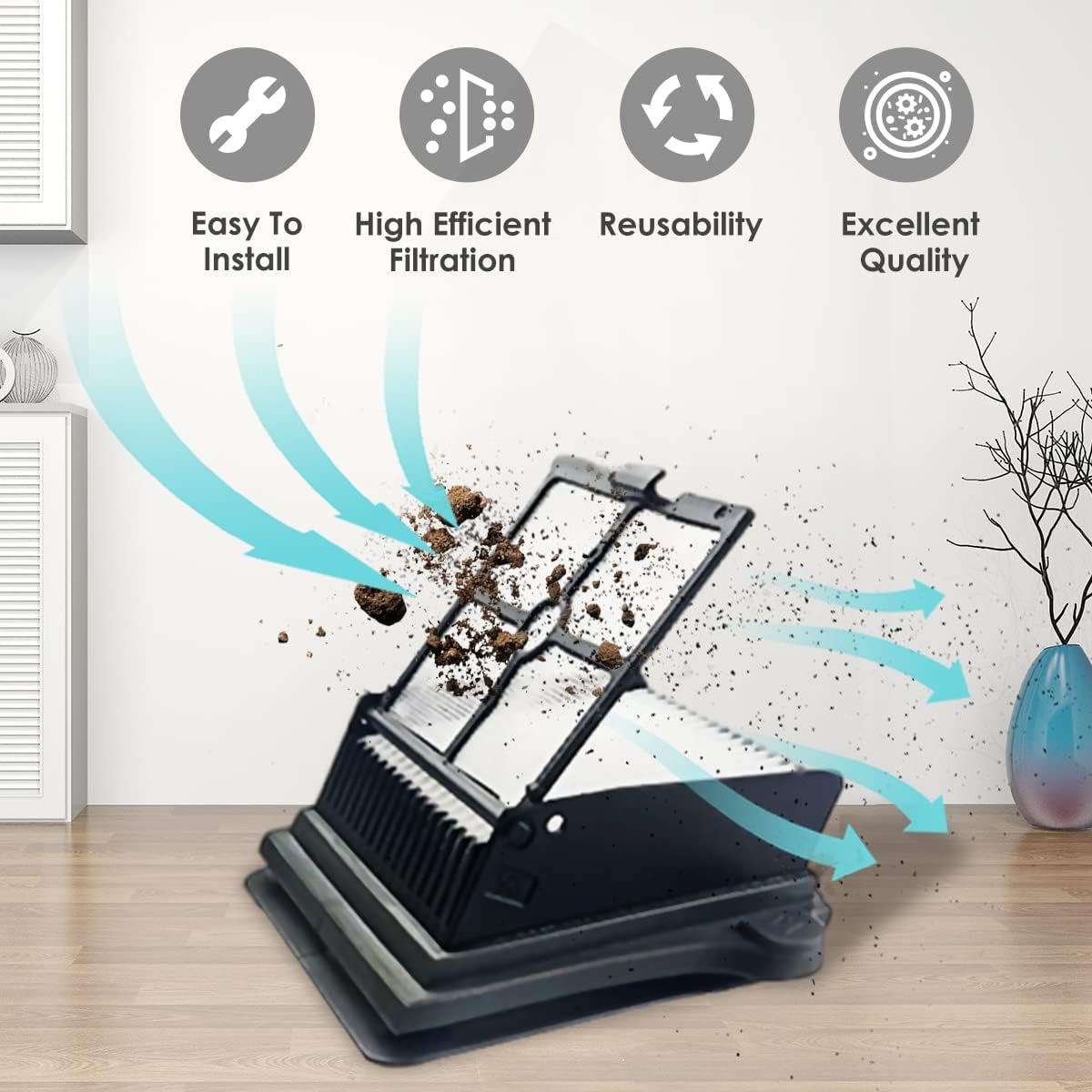 Home Times Replacement HEPA Assembly and Brush Roller Set for Tineco Floor ONE S6/S7 Pro Cordless Wet Dry Vacuum Cleaner (2 Roller+2 Filters)…