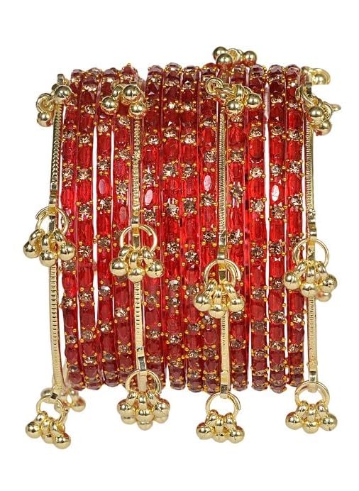 Image of AGPTEK Kashmiri Ghungroo Raindrop Bangles Combo Set | for Women and Girls|Set of 16 Pcs