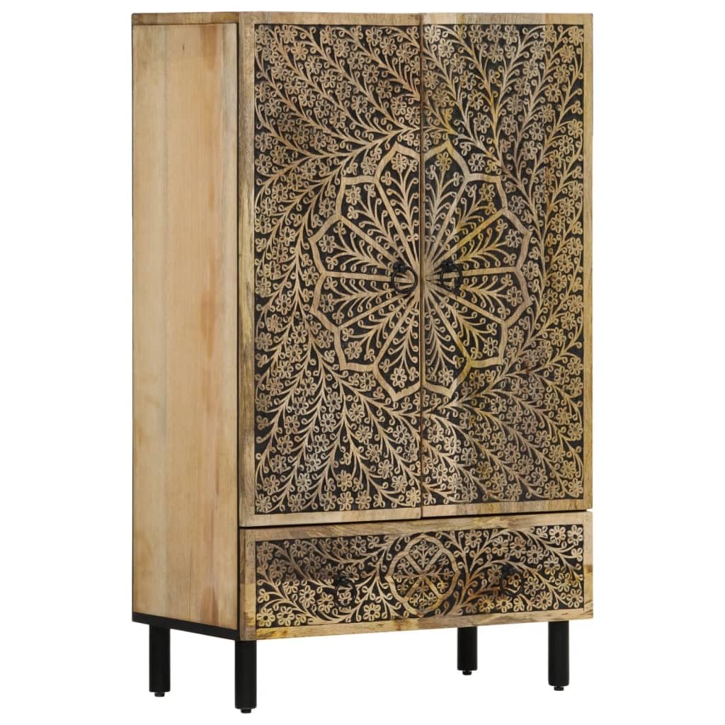 vidaXL Aparador Alto, Alacena Auxiliar Decorativa con Almacenaje, Armario Consola de Buffet, Mueble para Salón Hogar, Madera Maciza de Mango